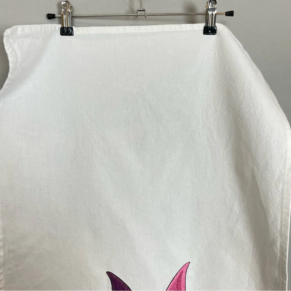 Gnome Tea Towel Kitchen Embroidery Couple Baking Flour Sack White 19.5x26.5 Hand